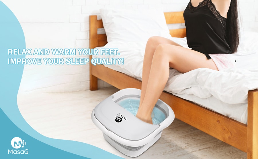 折疊式足部水療按摩器 MASAG足浴按摩器 自動加熱型 可折疊泡腳桶 便攜式旅行洗腳盆 緩解疲勞和身體壓力的理想禮物