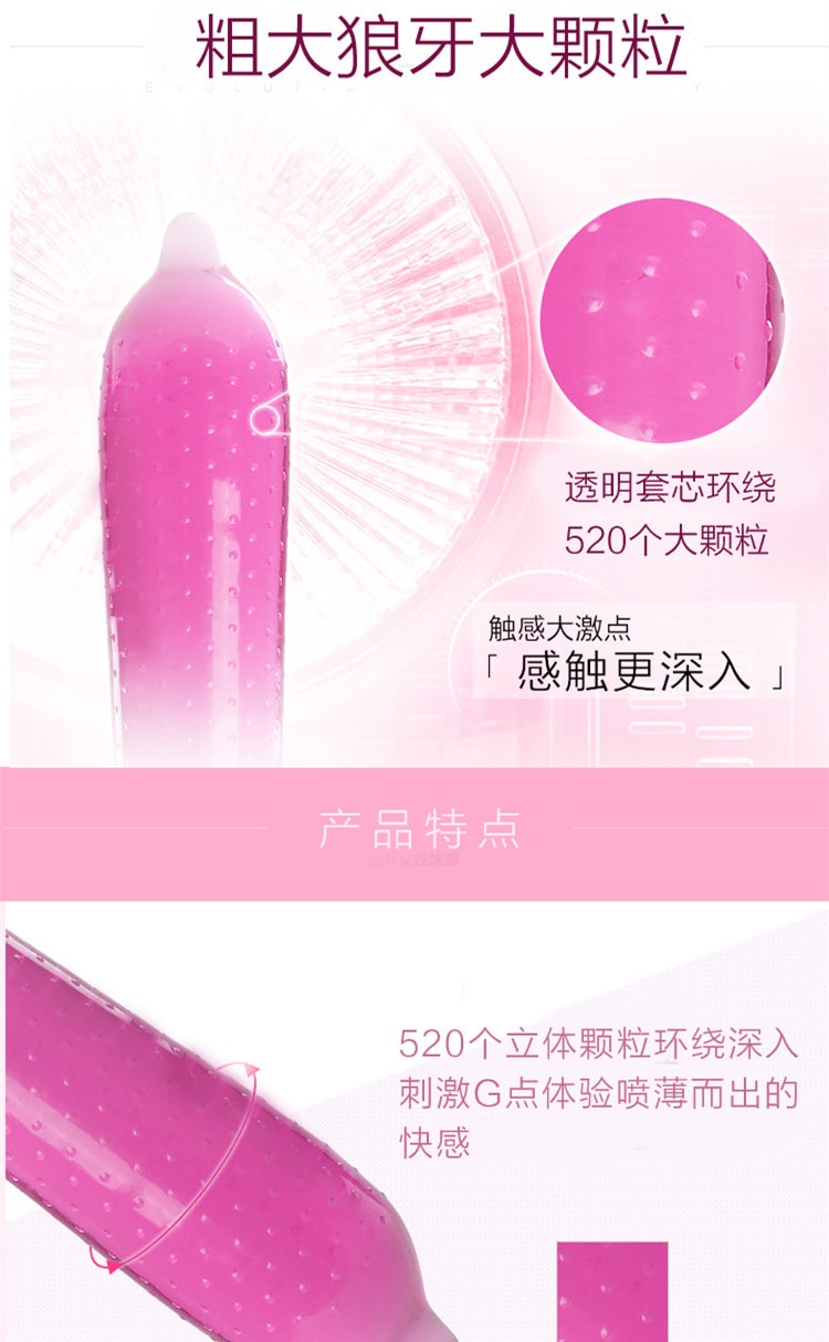 【中國直郵】限時特價 OLO 透明質酸g點狼牙大顆粒避孕套超薄保險套 高潮款10只裝