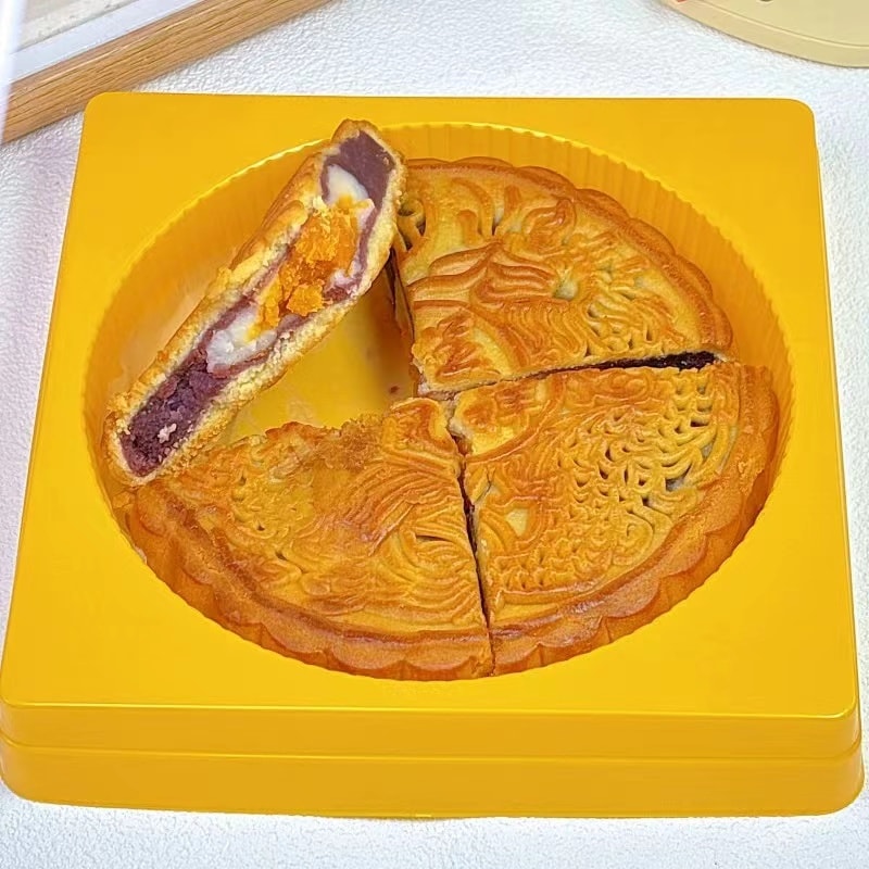 中国 一品紫禁 潮汕麻薯大月饼 紫薯芋泥麻薯陷 单粒 礼袋装 520克 中秋节龙凤呈祥图案 精制糕点