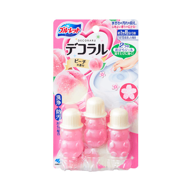 【日本直郵】KOBAYASHI 小林製藥 馬桶開花清潔劑 桃子口味 7.5g*3