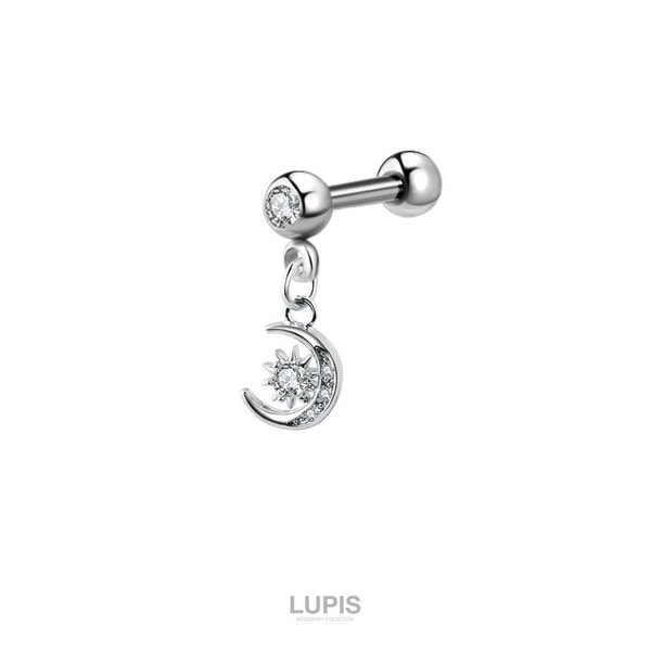【日本直邮】LUPIS 不对称设计抗氧化耳钉 弯月款 单只