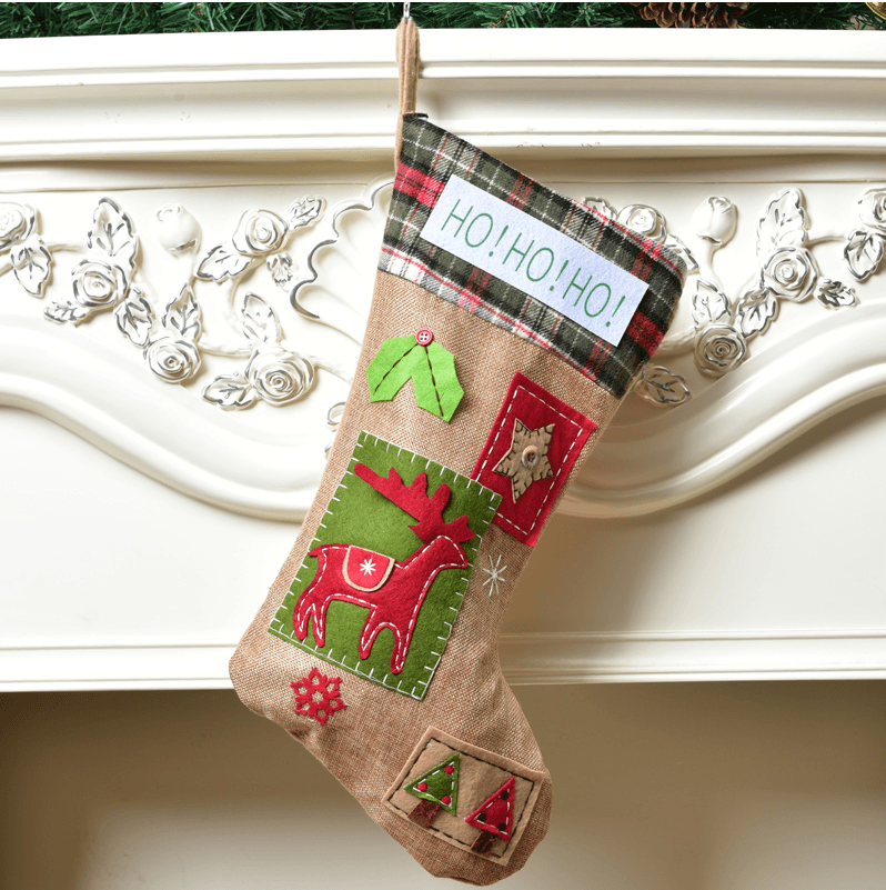 【中国直邮】简微娜 2019圣诞袜子礼品袋装饰用品 45*26厘米#1件