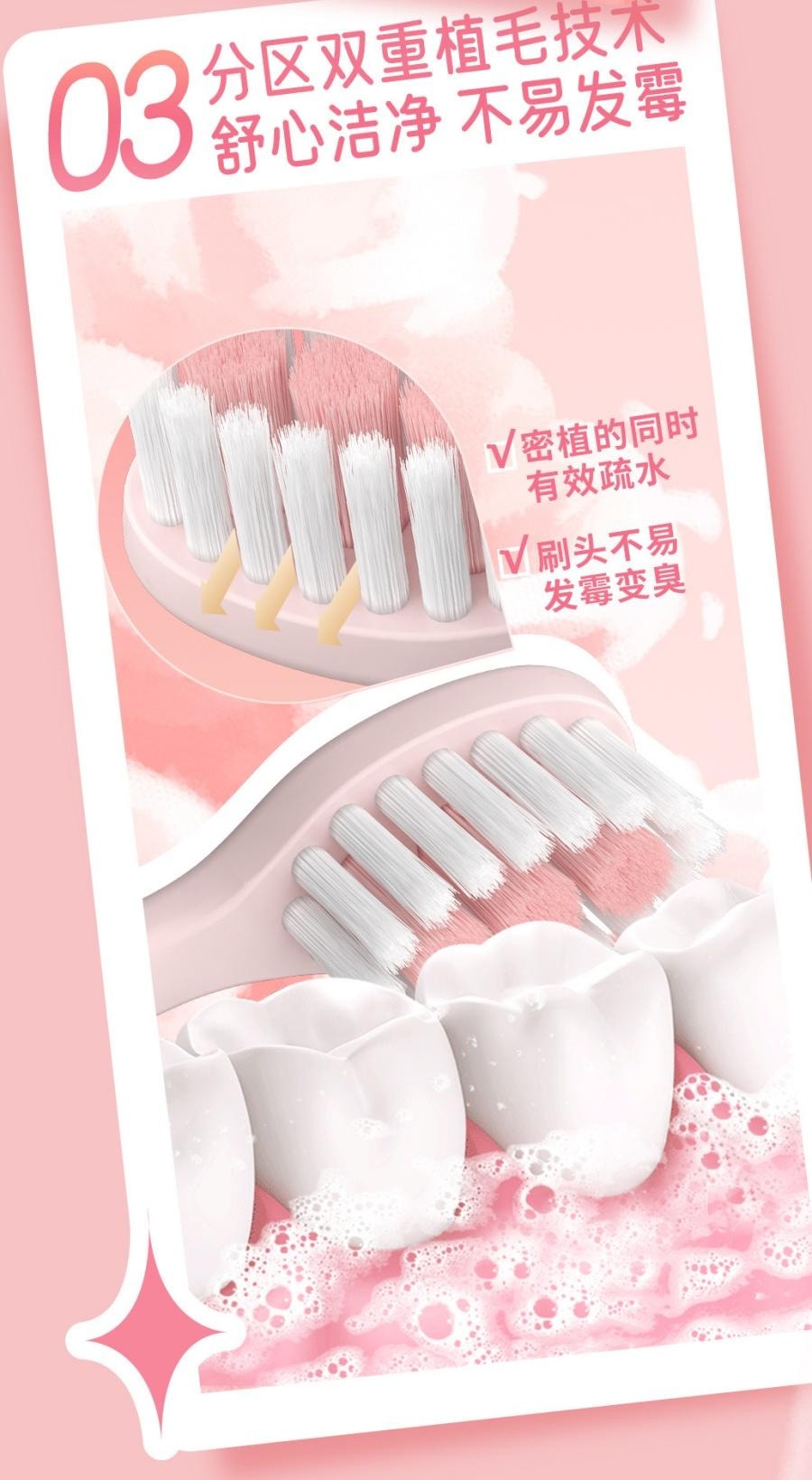 米客宝 贝 儿童软毛牙刷 3-12岁双重植毛 可爱小天使造型 5支装 -1套