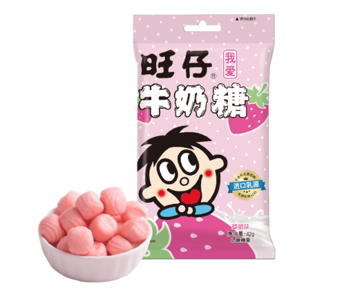 [China Direct Mail] Wangwang Milk Candy Strawberry Flavor Milk Candy 42g