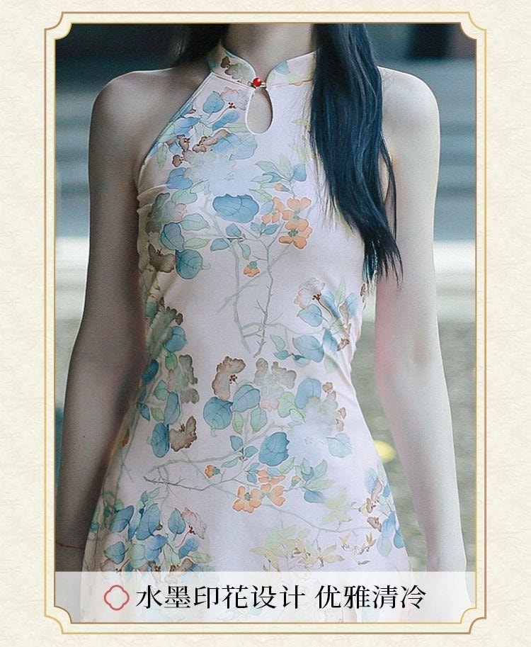 【中国直邮】 亦美珊 显瘦国风纯欲风新中式泳衣 荷花粉色L码