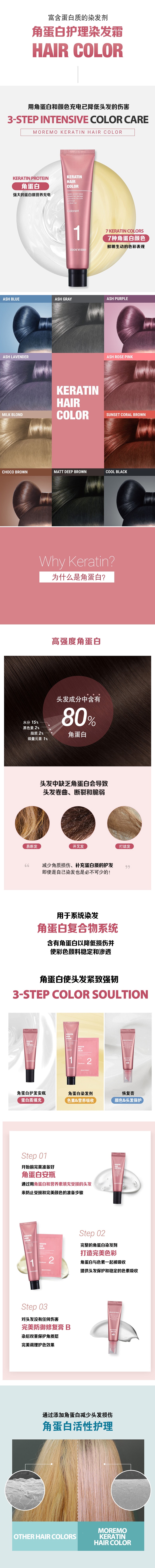 韓國 Moremo 茉莉花 角蛋白照顧染髮霜 提升色澤滋養修護 不傷髮染髮膏 #玫瑰粉