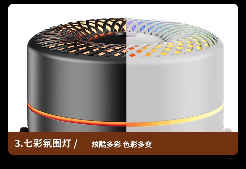 【中國空運直郵】 晶雅家 加濕器迷你便攜七彩夜燈搖頭車載香薰霧化器迷你型噴霧 黑色 一台裝