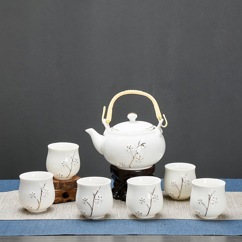 BESTLEAFTEA - 提樑壺茶具套裝家用茶杯功夫茶具托盤茶壺 一壺六杯