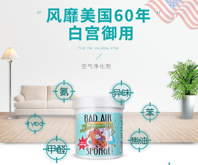 美国白宫御用Bad air sponge新房 汽车 除甲醛祛异味 空气吸附净化剂