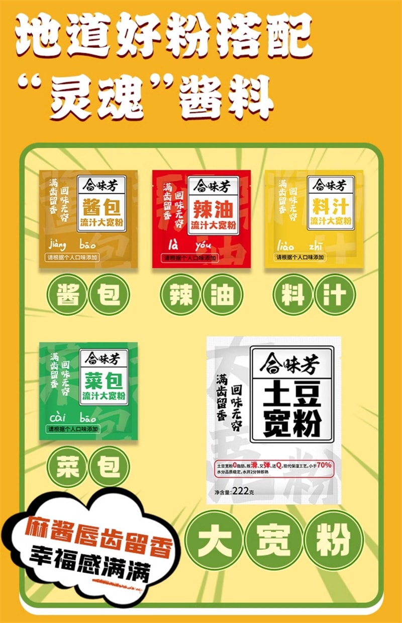 【中国直邮】 正合味 红油土豆川粉 酸辣麻酱流汁大宽粉火锅粉速食凉拌 272/袋