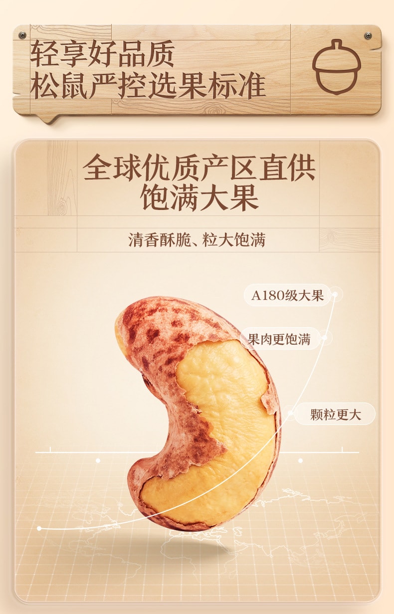 【中国直邮】三只松鼠 紫皮腰果 坚果炒货零食干果孕妇健康 30g/袋