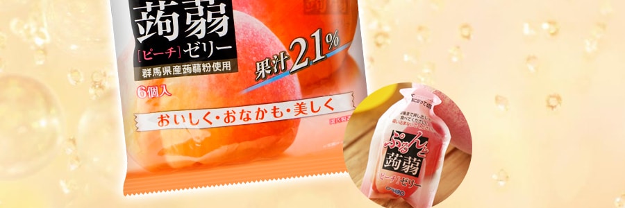 日本ORIHIRO 低卡高纤蒟蒻果冻 桃子味 6枚入 120g