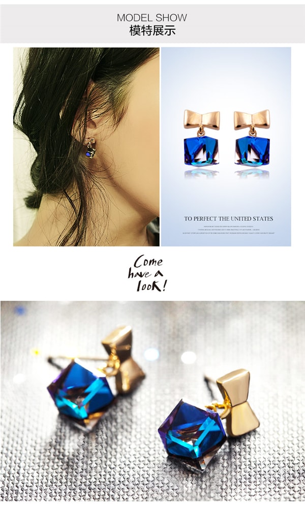 Sweet Cube Crystal Stud Earrings 1 Pair