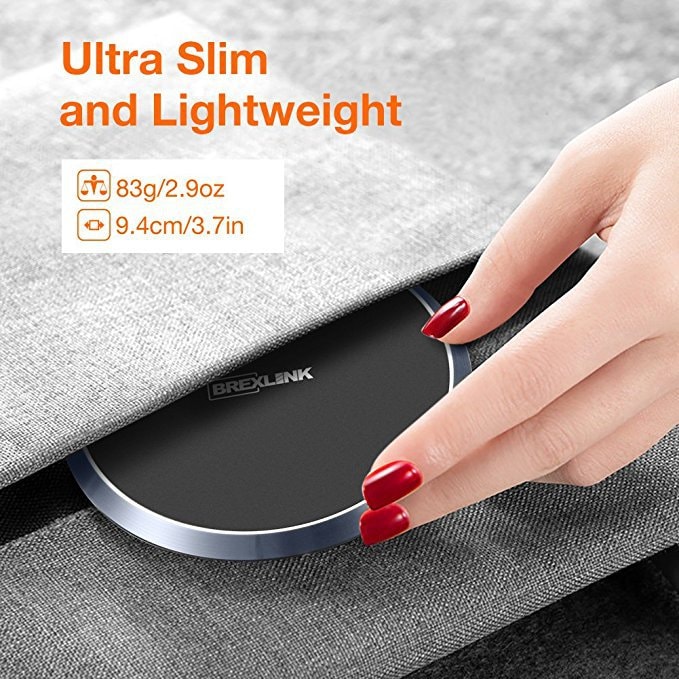 Wireless Charger Qi Certified Slim 10W Fast Charging Pad w. USB Type C Port (No Wall Adapter)
