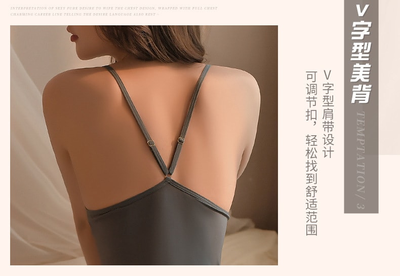 【中國直郵】曼煙 情趣內衣 性感吊帶抹胸V型鏤空後背短裙 灰色均碼