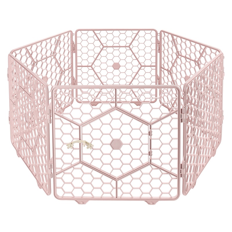 8面板塑料 定制宠物围栏笼-(粉色)