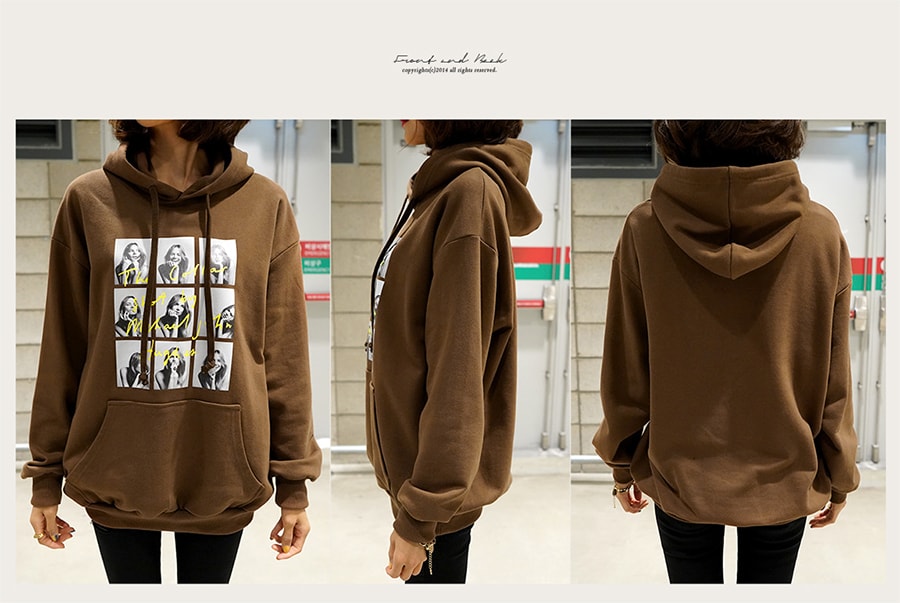 WINGS Oversized Graphic-Print hoodie #Ivory One Size(Free)