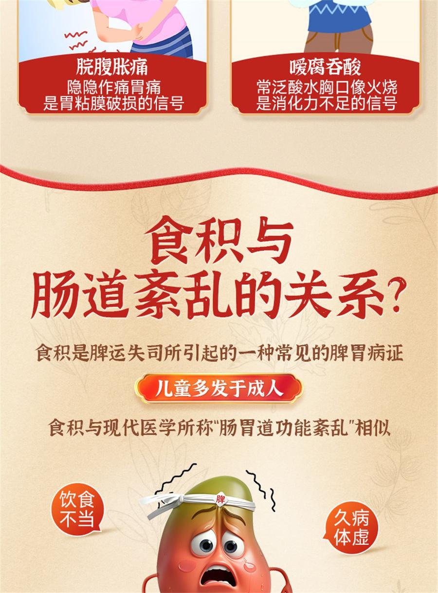 【中国直邮】  昆中药 糊药 腹胀腹痛腹泻理气反酸反胃消化不良恶心呕吐开胃消食12袋/盒