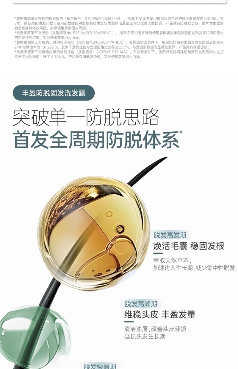 【中國直郵】 袋鼠媽媽 產後防脫洗護套裝去屑洗髮露專用蓬鬆柔順護髮素 洗髮露350ml+潤髮乳200g