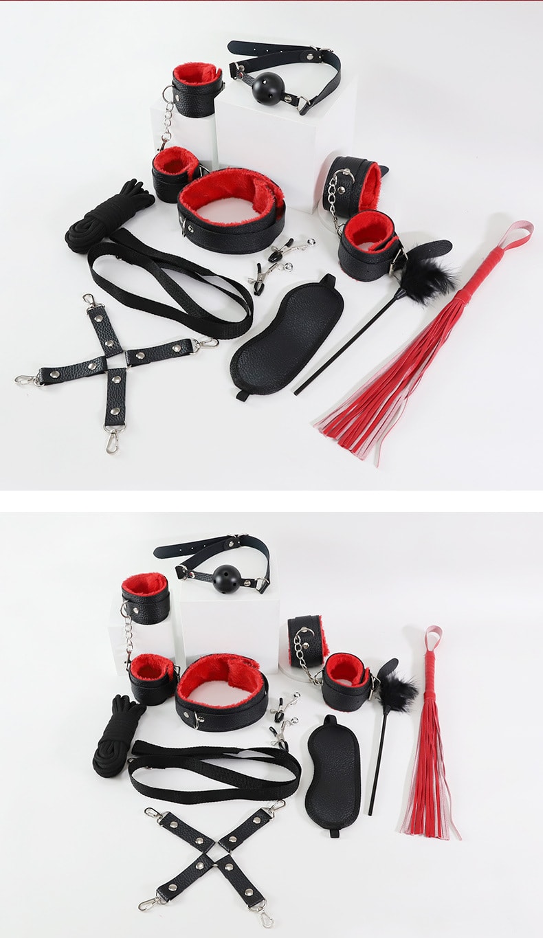 【中國直郵】久愛 SM-黑紅十件組 夫妻情趣捆綁束縛玩具 成人情趣用品