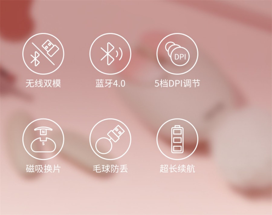 【中國直郵】Lofree洛斐 小瓣滑鼠無線藍牙雙模式 小薔薇款