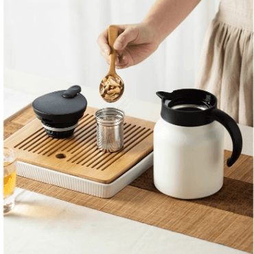 1.5L 316不鏽鋼保溫壺家用燜茶壺咖啡壺熱水壺白色 1件入