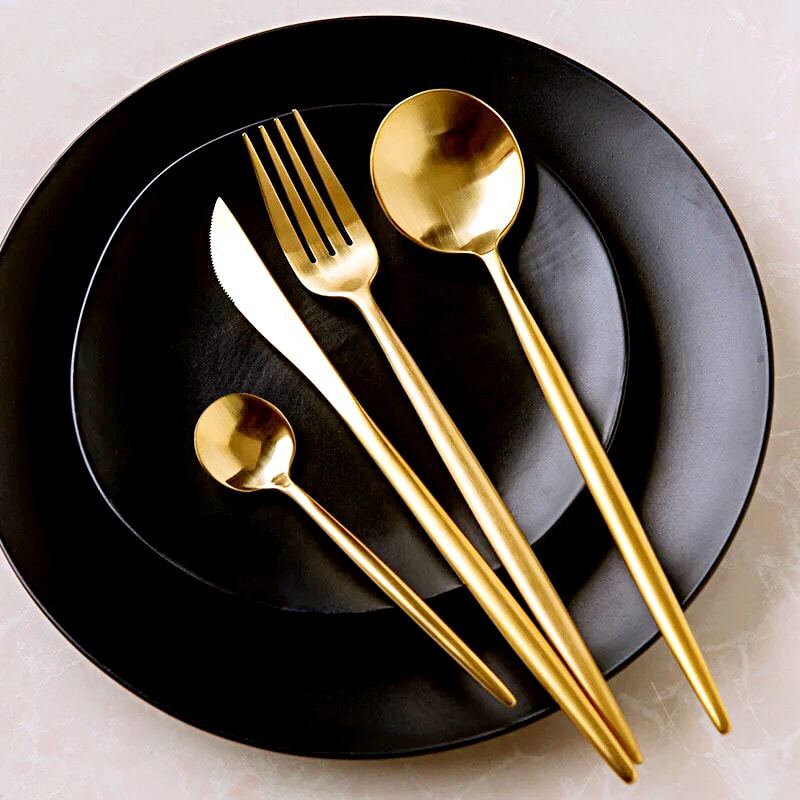 CONCORD葡式304不锈钢创意刀叉餐具 单人礼品组 (哑光金)