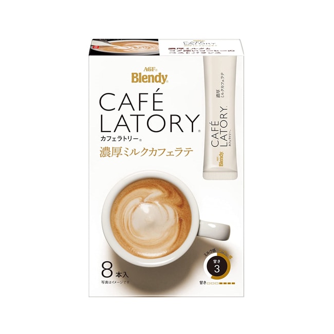 【日本直邮】AGF Blendy CAFE LATORY 香浓醇厚速溶咖啡牛奶咖啡 8袋