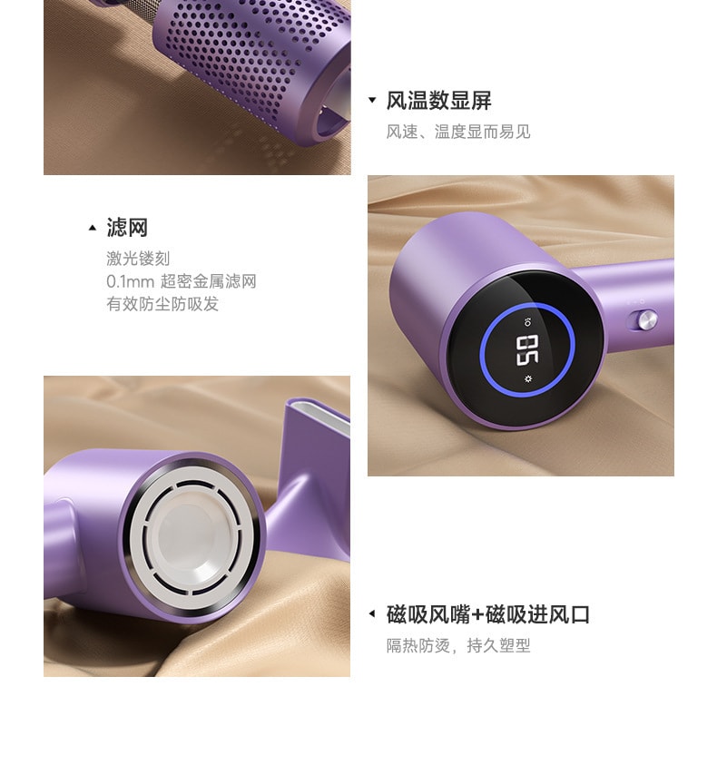 【中国直邮】VTT  110V美规高速吹风机大风力吹风筒电吹风家用负离子吹风机  灰色