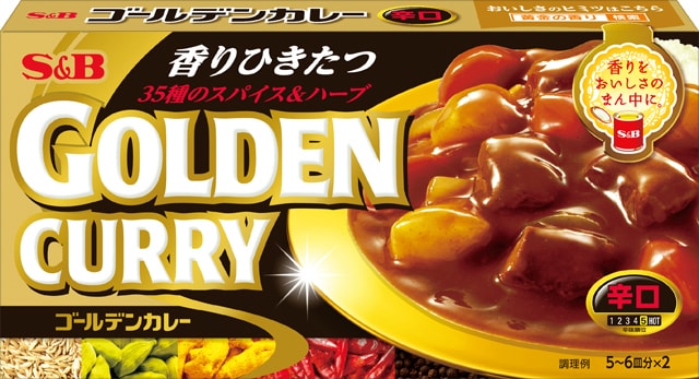 【日本直邮】S&B 黄金咖喱汤块辣味 自制咖喱浓汤 198g 35种香料浓缩