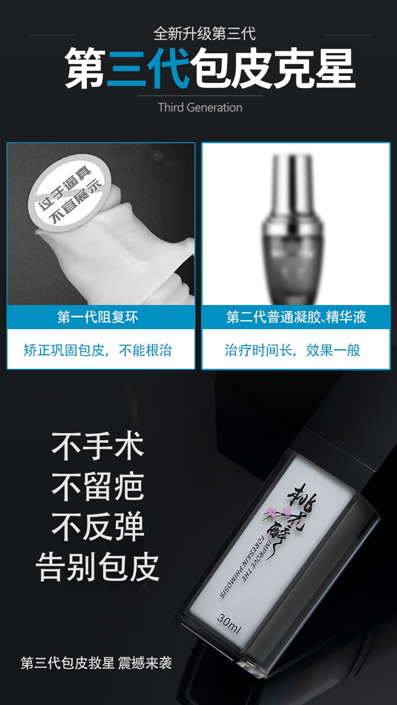 【中国直邮】爽米 新品 第三代 桃花醉包皮阻复凝胶 男士凝胶神器 30ml/瓶