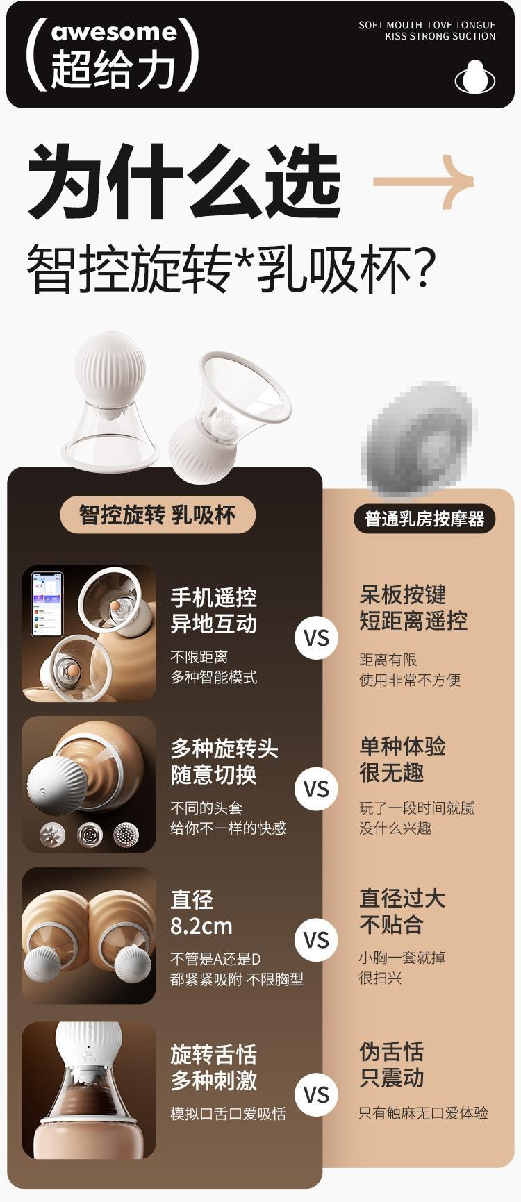 【中國直郵】 謎姬 智控旋轉乳吸杯app遙控震動乳頭胸部按摩器女用自慰器具1個裝