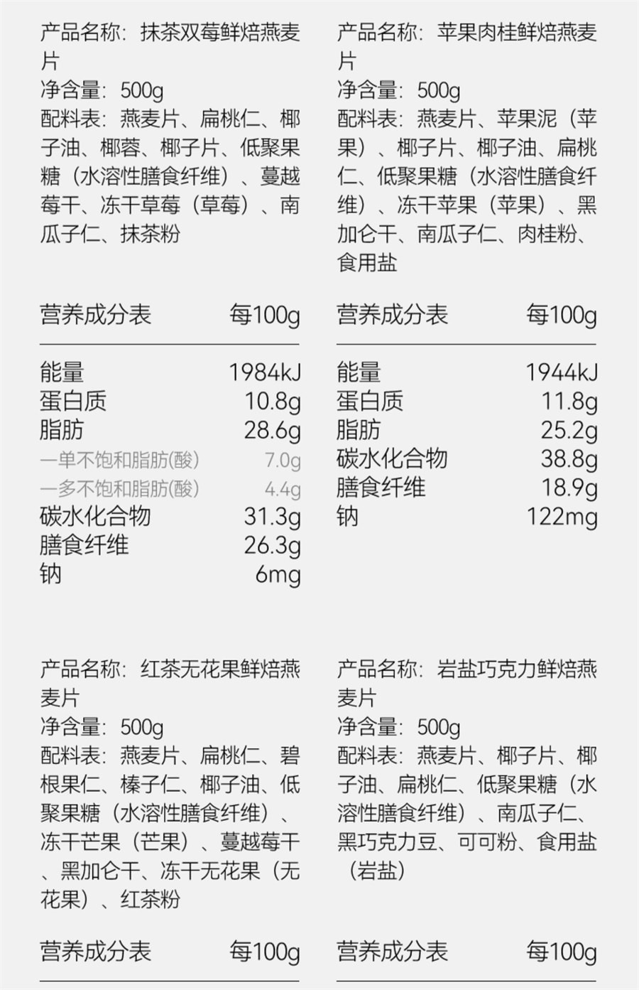 【中国直邮】卡卡业  烘焙燕麦片即食冲饮营养早餐酸奶纯水果坚果  红茶无花果麦片500g/罐