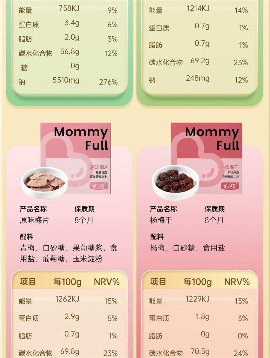 【中国直邮】 孕小饱 孕妇零食缓解孕吐酸梅孕期酸味梅子孕反话梅干营养果脯食品  梅片80g/盒