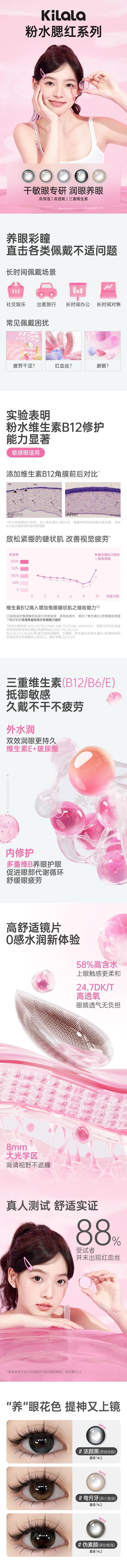 【中国直邮】 可啦啦 眼上腮红系列日抛美瞳 【浓颜黑】Cool Black 10片装