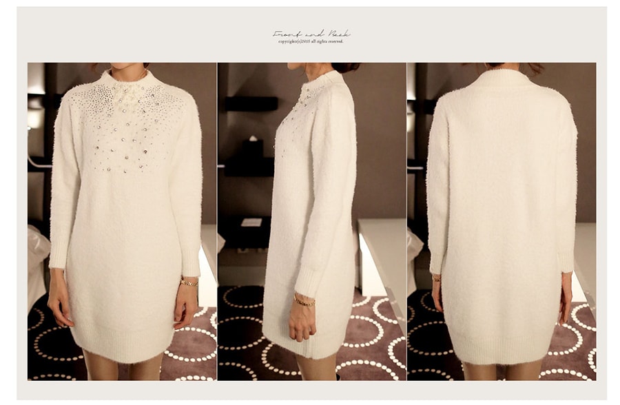 MAGZERO 【限量销售】 混开司米毛衣裙 #白色 均码 One Size(S-M)