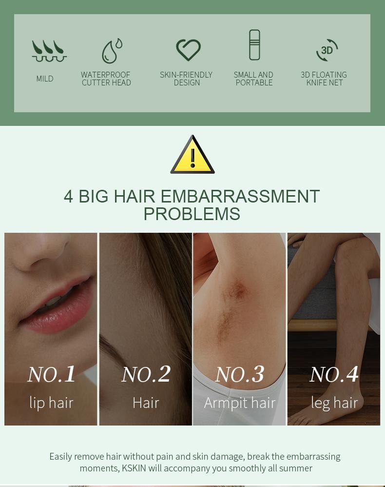 金稻 電動除毛儀 私密處毛修剪器 女士剃毛器 刮毛腋毛 全身可用 家用 KD50 綠色 1台