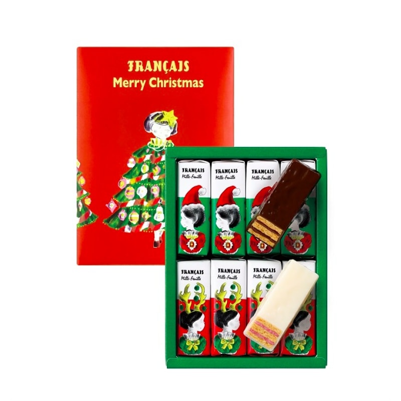 【日本直郵】日本甜點名店FRANCAIS 聖誕節限定口味白巧克力加黑巧克力千層酥 8枚裝
