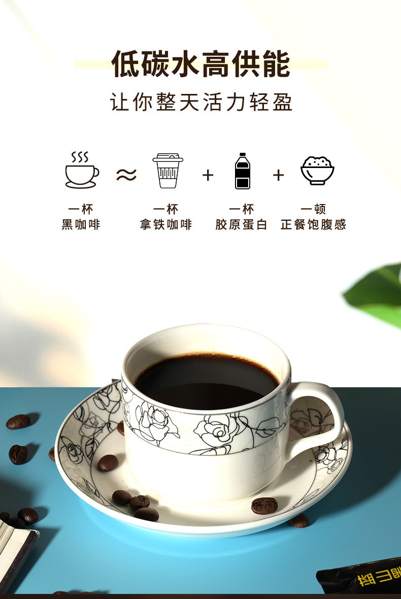 【中国直邮】京都安顺堂 蓝山黑咖啡 速溶咖啡 代餐无糖健身 低碳水高供能 2g/包*40包/盒