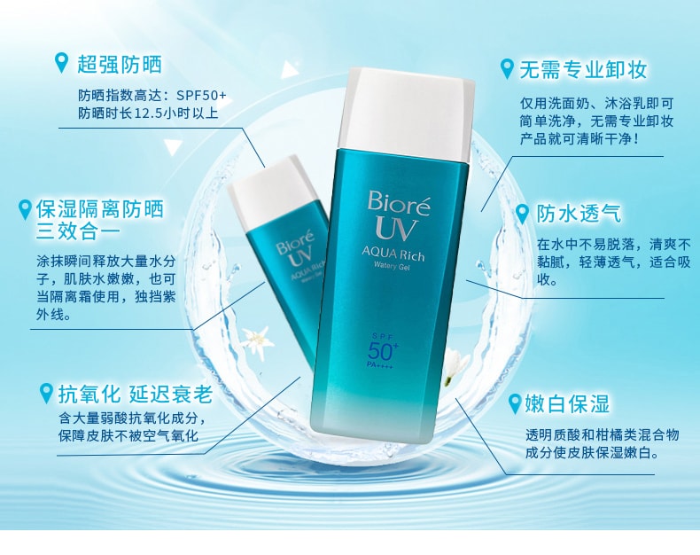 【日本直邮】花王BIORE碧柔 防晒霜50g+防晒啫哩90ml保湿UV