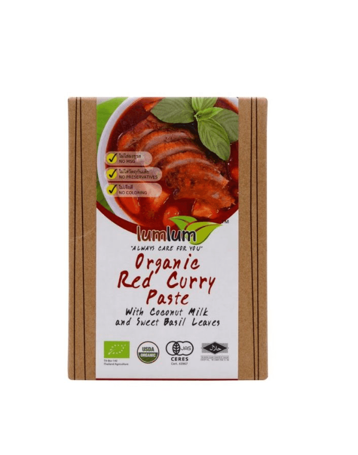 Organic Red Curry Paste With Coconut Cream And Sweet Basil Leaves 100g