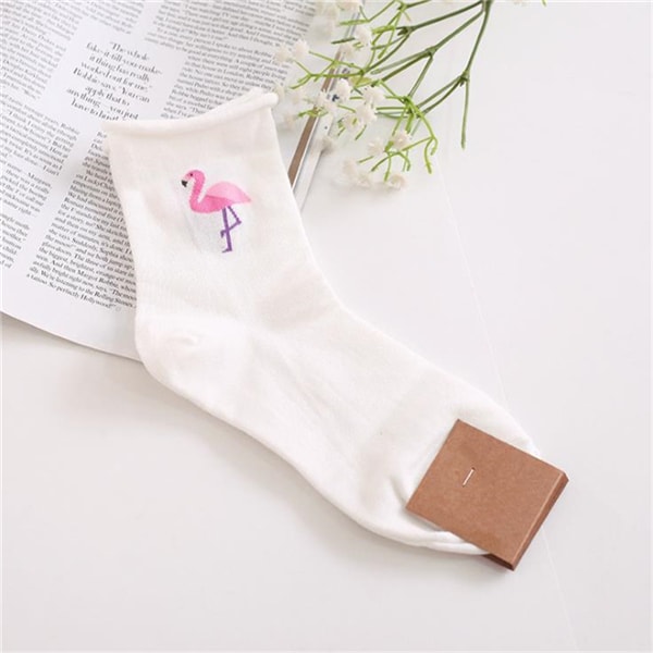 Cute Animals Pure Cotton Socks for Women Girls Flamingo 1 Pair