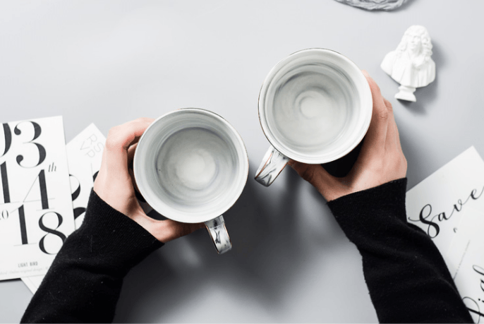 【中国直邮】简微娜 2019陶瓷创意马克杯大理石杯子喝水360ML #1件