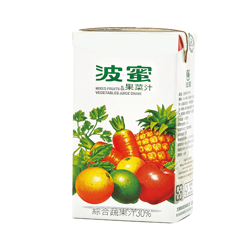波蜜 果蔬汁 250ml 30%蔬果含量 特別調製含有β-胡蘿蔔素維生素C維生素E之果菜汁;健康营养好吸收