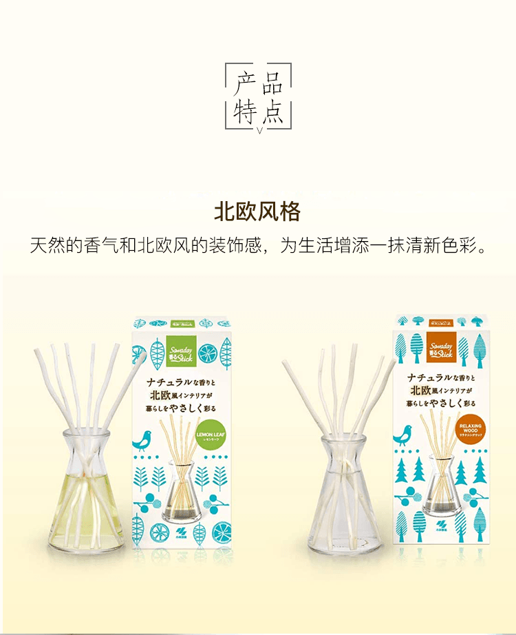 日本KOBAYASHI小林製藥 SAWADAY 北歐風 室內擴香玻璃瓶 芳香劑 #舒緩木質香 70ml