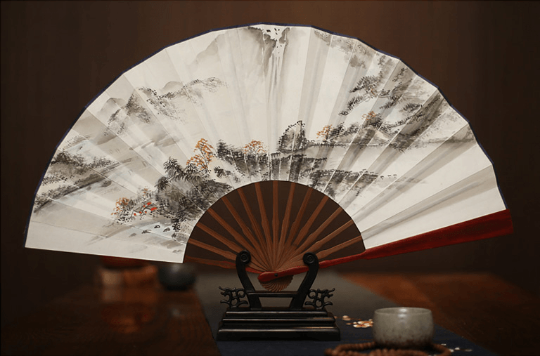 China direct mail 2019 Chinese style men's rosewood hand-painted white paper fan calligraphy fan # 1 piece
