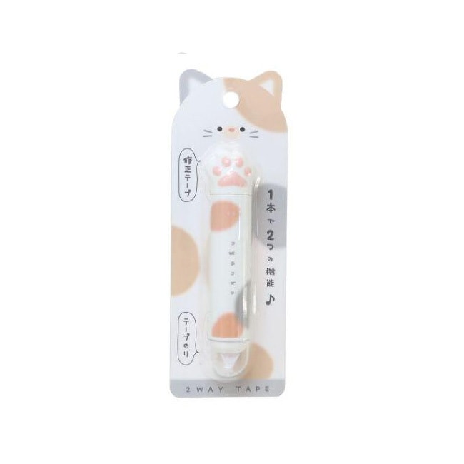 【日本直郵】Nyanko爪爪肉墊系列點點膠修正帶多功能二合一 三花貓