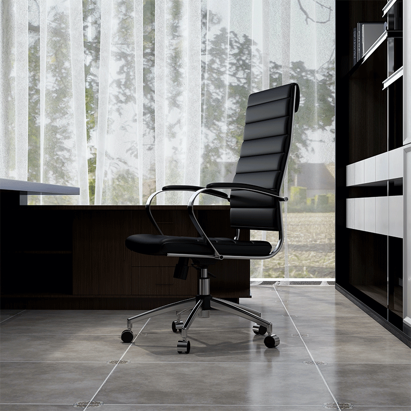 【美國現貨】LUXMOD 辦公椅 深棕色和銀色椅身 西皮 單人椅