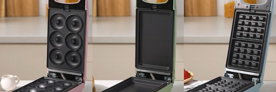 美国AROMA  小型松饼机 多功能三明治早餐华夫饼机器 蓝色
