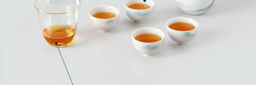 蓝印东方 景德镇陶瓷中式泡茶壶茶具套装 壶*1、杯*4、公道*1、包装*1【石上-千里江山】